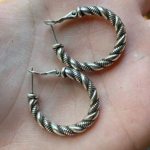 Silver Twist Hoops